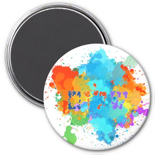 Hebrew Shalom with Paint Splashes Background  Magnet