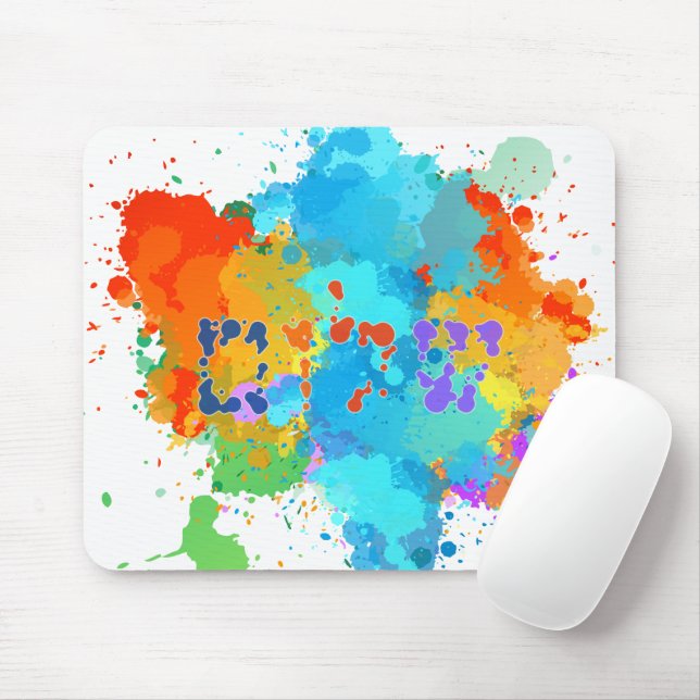 Hebrew "Shalom" with Paint Splashes Background  Mouse Pad (With Mouse)