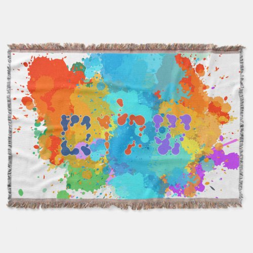 Hebrew Shalom with Paint Splashes Background Throw Blanket