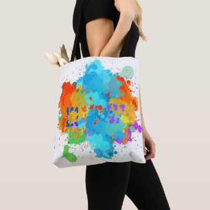 Hebrew "Shalom" with Paint Splashes Background  Tote Bag