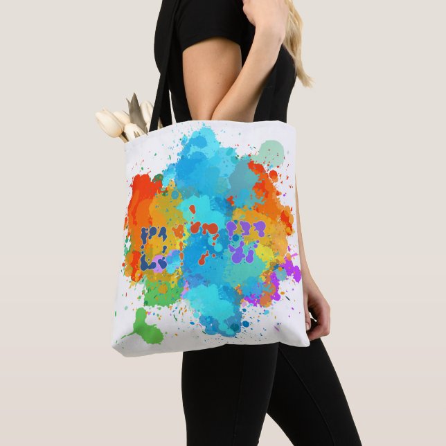 Hebrew "Shalom" with Paint Splashes Background  Tote Bag (Close Up)