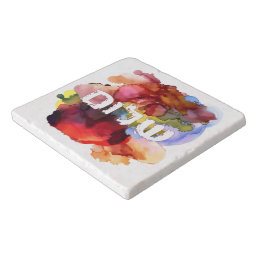 Hebrew &quot;Shalom&quot; with Watercolor Background  Trivet