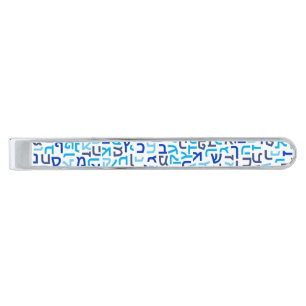 Hebrew Silver Finish Tie Bar