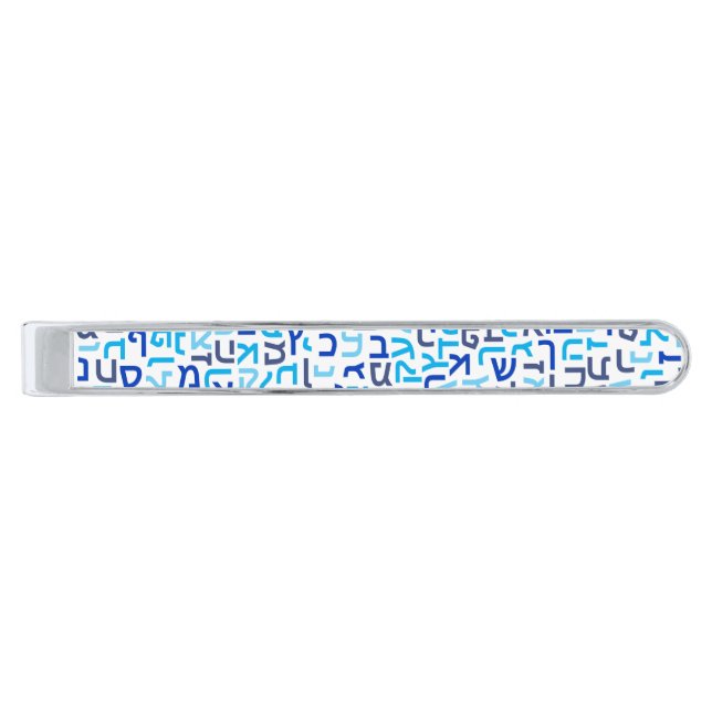 Hebrew Silver Finish Tie Bar (Front)