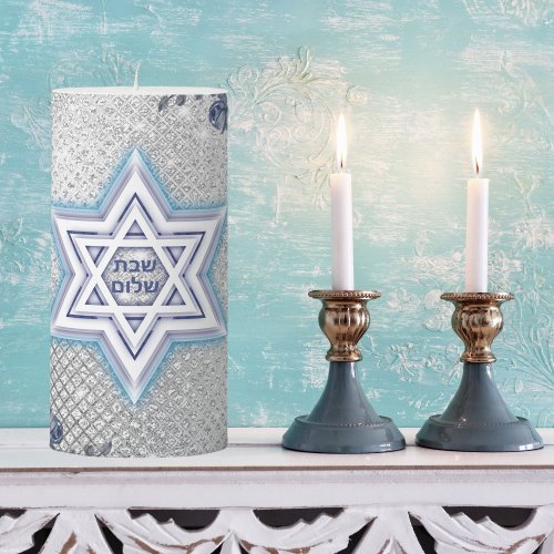 Hebrew Star of David Shabbat Shalom Candle 