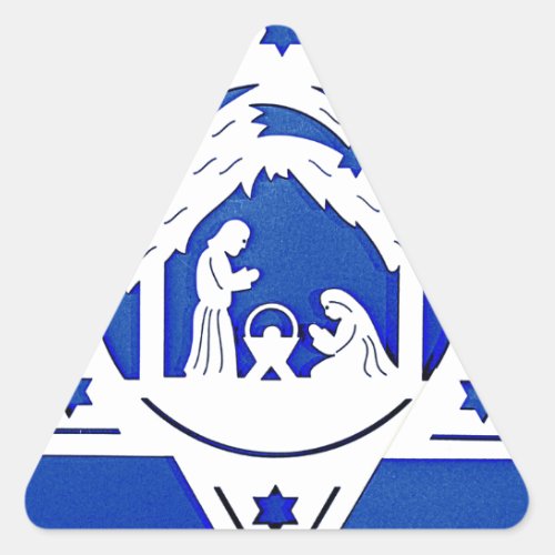 HEBREW STAR WITH NATIVITY CHRISTMAS TRIANGLE STICKER