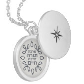 Hebrew: the More Torah, the More Life - Pirke Avot Locket Necklace (Front Left)
