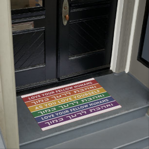 Hebrew Torah Verse Love Your Fellow LGBTQ Rainbow Doormat