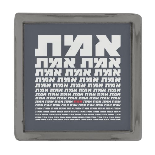 Hebrew Typography EMMET _ The Truth Light   Gunmetal Finish Lapel Pin