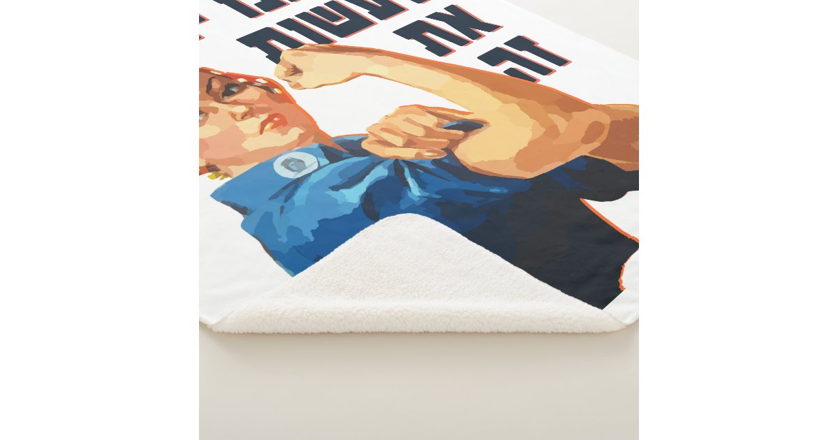 Hebrew "We Can Do It!" Jewish Rosie the Riveter Sherpa Blanket Zazzle