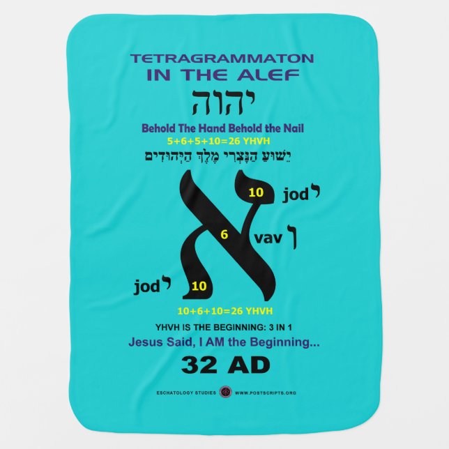 Hebrew Word Study - Alef Baby Blanket (Front)