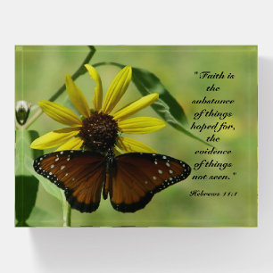Hebrews 11:1 butterfly print paperweight