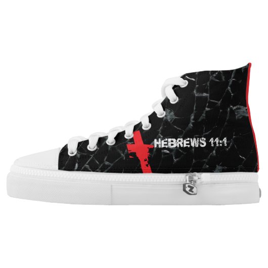 + "Hebrews 11:1" Distressed Women's Printed Shoes (Left Shoe Outside)