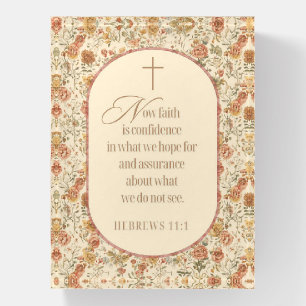 Hebrews 11:1 Faith Scripture Vintage Floral Paperweight