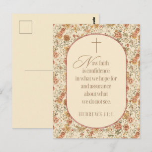 Hebrews 11:1 Faith Scripture Vintage Floral Postcard
