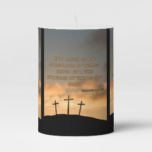 Hebrews 11:1 KJV Bible Verse Pic Pillar Candle