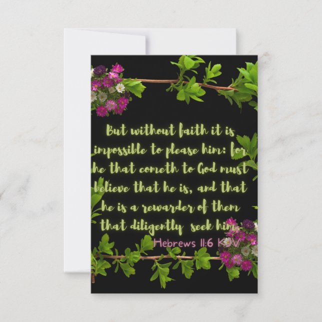 Hebrews 11:6 KJV Bible Verse Pic Flat Greeting Card (Front)