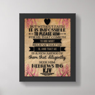 Hebrews 11:6 KJV Christian Bible Verse Image Framed Art