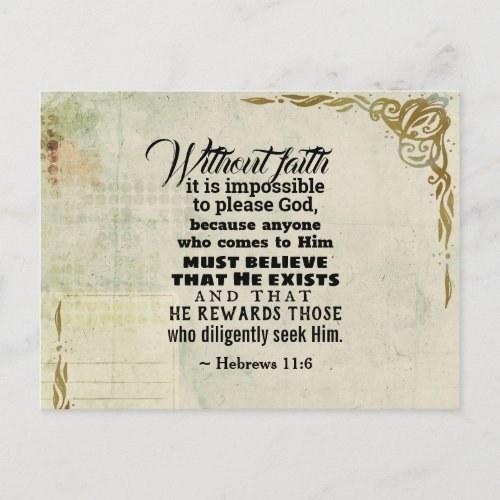 Hebrews 116 Without faith it is impossible Postcard