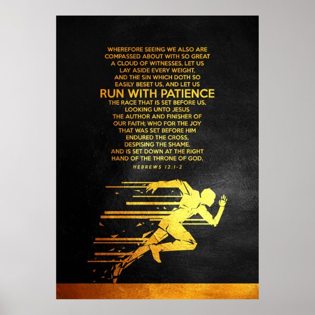 Hebrews 12:1-2 Bible Verse Poster (Front)