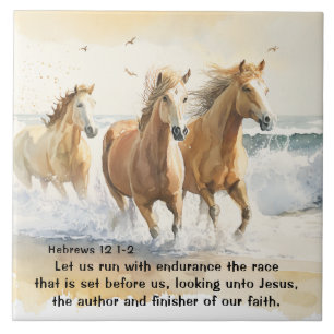 Hebrews 12 1-2 Let us Run with Endurance Bible Ceramic Tile