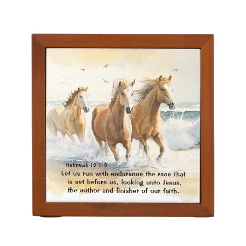 Hebrews 12 1_2 Let us Run with Endurance Bible  Desk Organizer