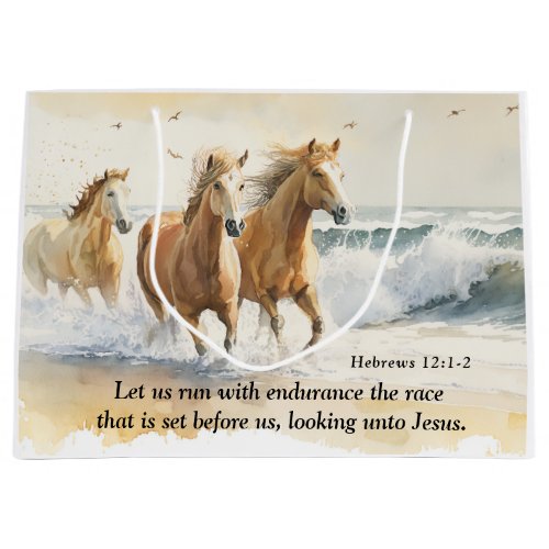 Hebrews 12 1_2 Run with Endurance Horse Bible Large Gift Bag