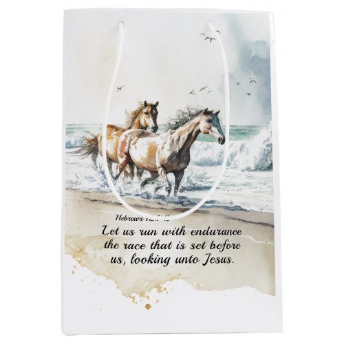 Hebrews 12 1_2 Run with Endurance Horse Bible Medium Gift Bag
