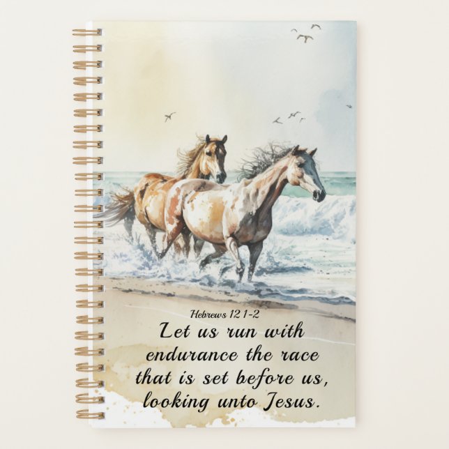 Hebrews 12 1-2 Run with Endurance Horse Bible Planner (Front)