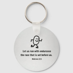 Hebrews 12:1 Let us run with endurance... Keychain