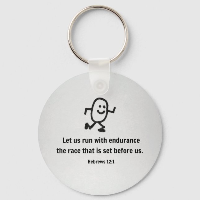 Hebrews 12:1 Let us run with endurance... Keychain (Front)