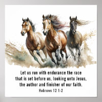 Hebrews 12:1 Run with Endurance Horse Bible Verse