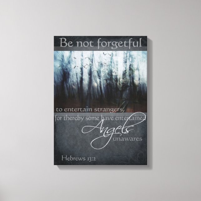 Hebrews 13:2 Angel Quote Wrapped Canvas (Front)