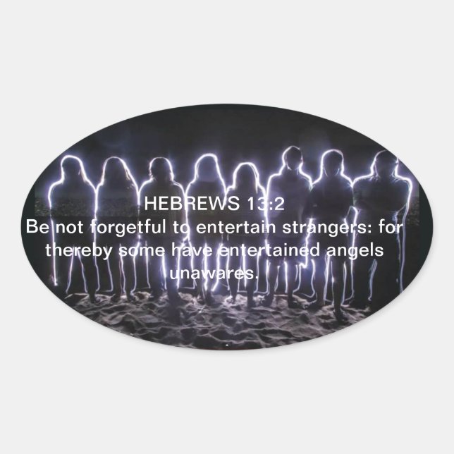 HEBREWS 13:2 ENTERTAINING ANGELS OVAL STICKER (Front)