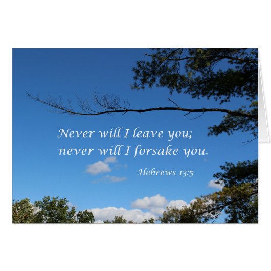 Hebrews 13:5 Never will I leave you Cards (Front Horizontal)
