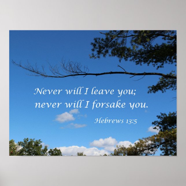 Hebrews 13:5 Never will I leave you Poster (Front)