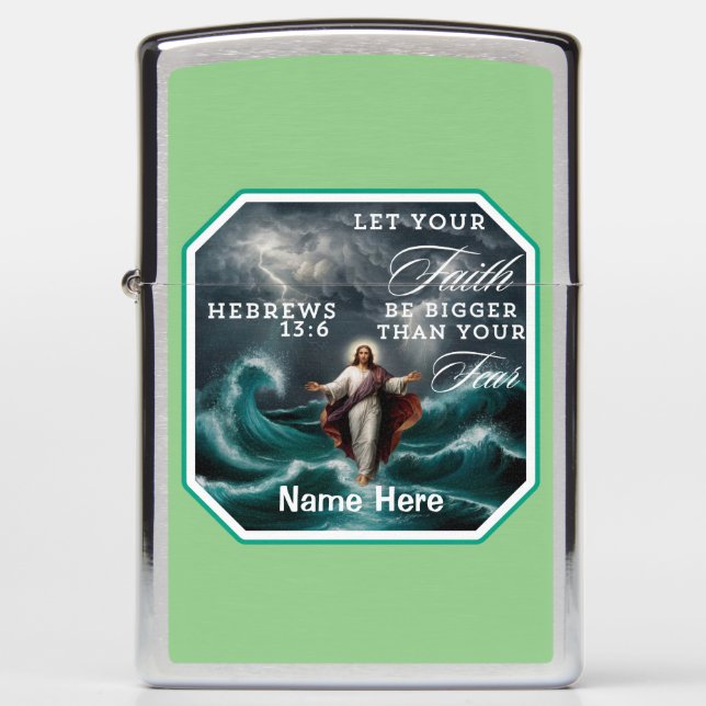 Hebrews 13:6 Faith Over Fear Affirmation Custom  Zippo Lighter (Front)