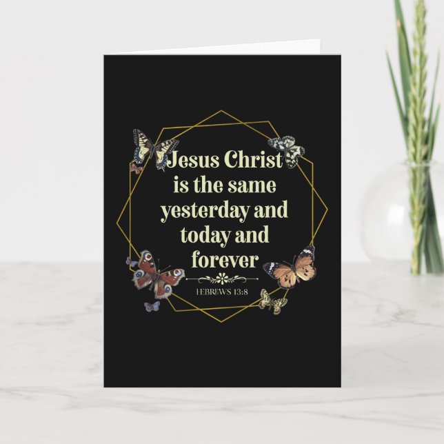 Hebrews 13 8 Christian Bible Verse Quote Card (Front)