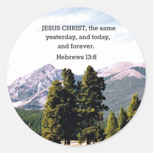 Hebrews 138 classic round sticker