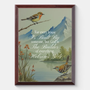 Hebrews 3:4 God the Builder Scripture Christian Award Plaque