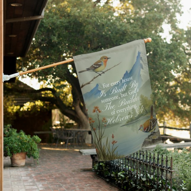 Hebrews 3:4 God the Builder Scripture | Christian  House Flag (In SItu)