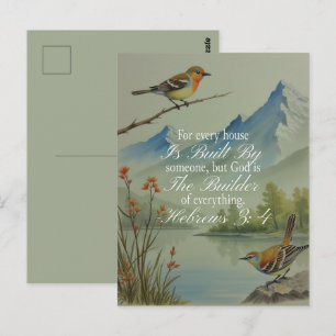 Hebrews 3:4 God the Builder Scripture Christian Postcard