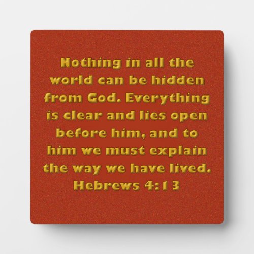 Hebrews 413 plaque