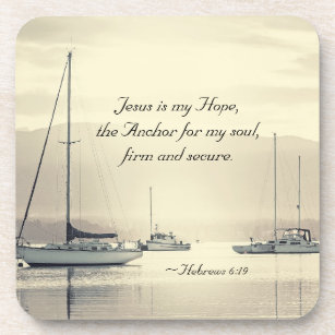 Hebrews 6:19 Jesus Anchor for my soul, Sailboats Drink Coaster
