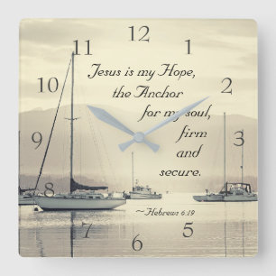Hebrews 6:19 Jesus Anchor for my soul, Sailboats Square Wall Clock