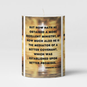 Hebrews 8:6 KJV Bible Verse Pic Pillar Candle