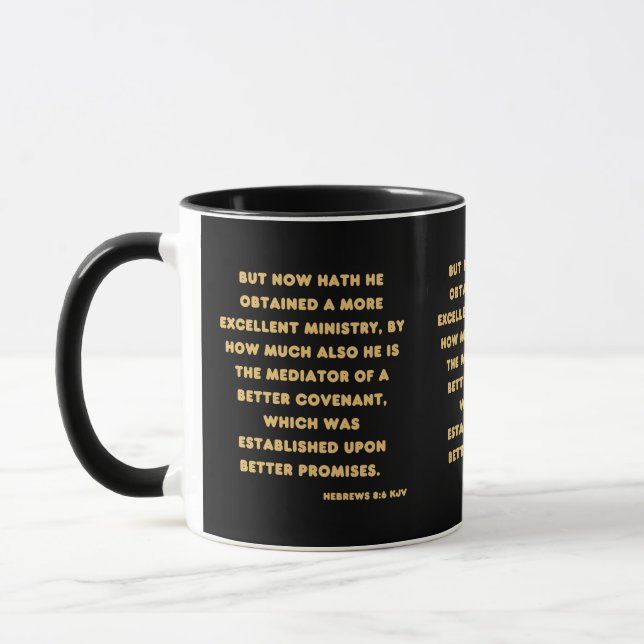Hebrews 8:6 KJV Bible Verse Two-Tone Mug (Left)