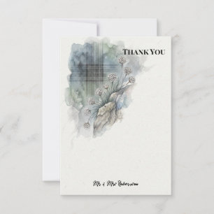 Hebridean Sea Pinks & Scottish National Tartan Thank You Card
