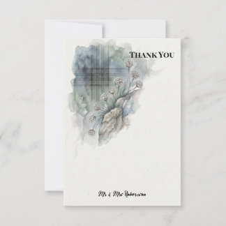 Hebridean Sea Pinks & Scottish National Tartan Thank You Card