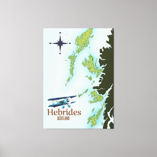 Hebrides Scotland travel map Canvas Print